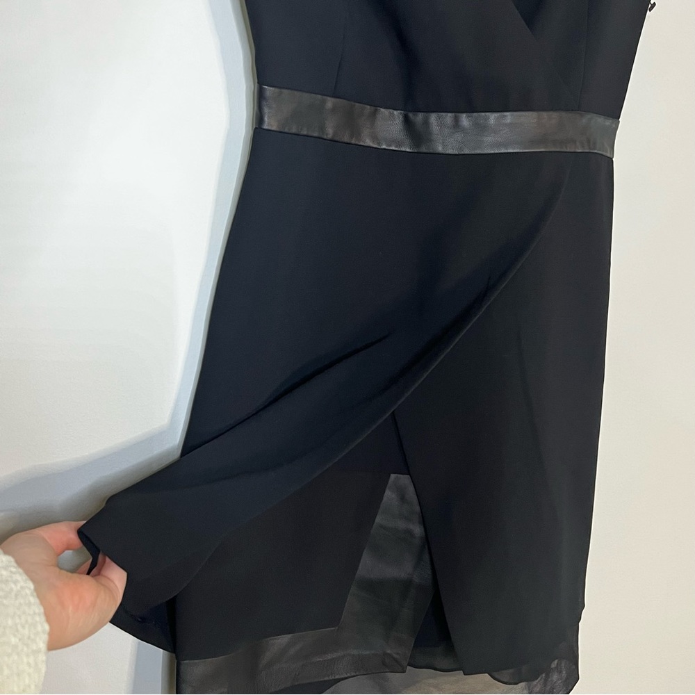Alice + Olivia Brice layered lamb leather silk black mini sleeveless dress nwt 2 - Picture 6 of 13